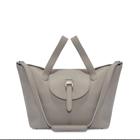 THELA MEDIUM TAUPE GREY LEATHER WITH ZIP CLOSURE TOTE BAG - Picture 1 of 9
